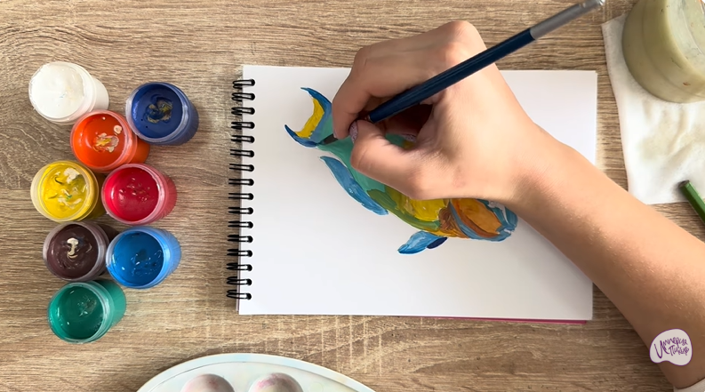 Рисуем Рыба-попугай