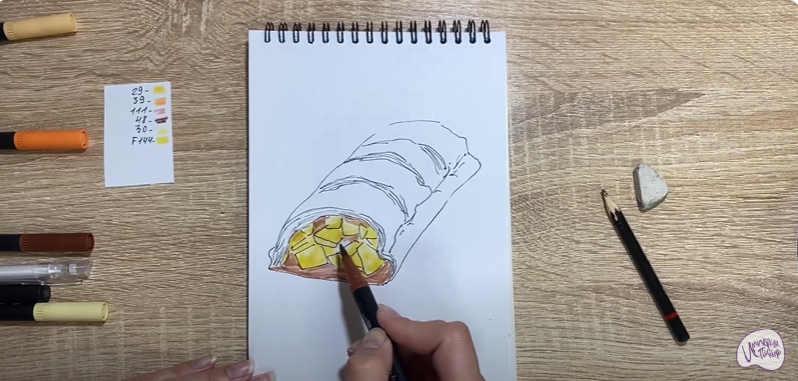 Рисуем Яблочный штрудель