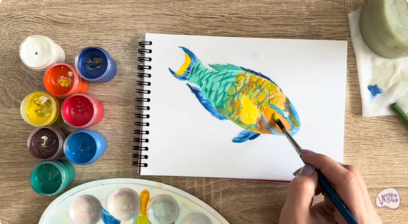 Рисуем Рыба-попугай