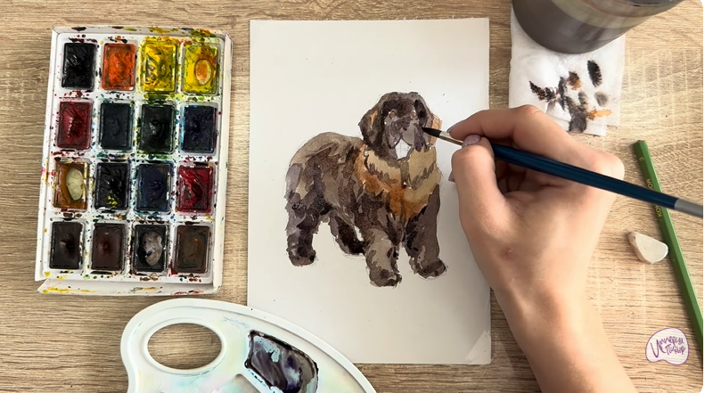 Рисуем Собака породы Ньюфаундленд