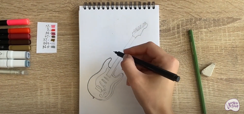 Рисуем Электрогитара
