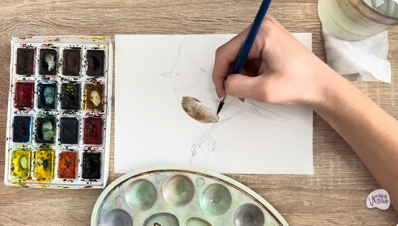 Рисуем Хохлатая синица