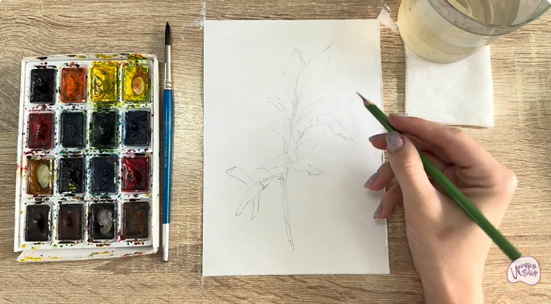 Рисуем Форзиция