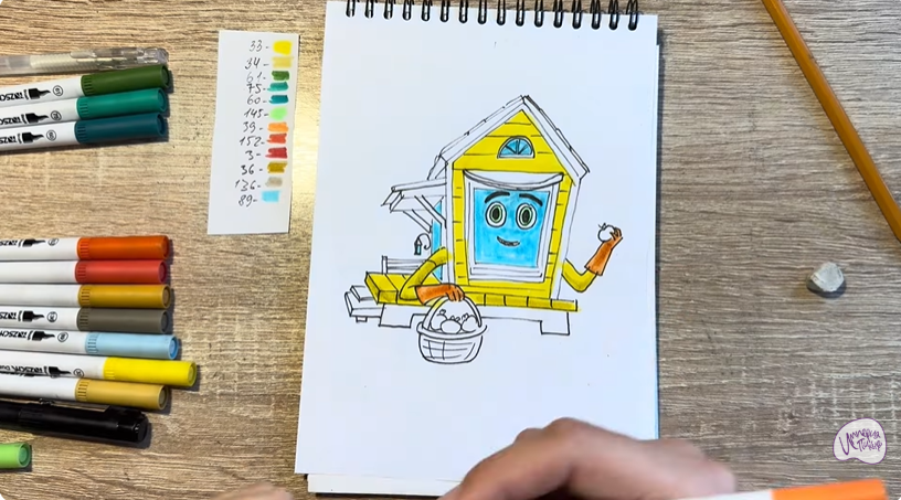 Рисуем Вася из мультфильма  "Домики"