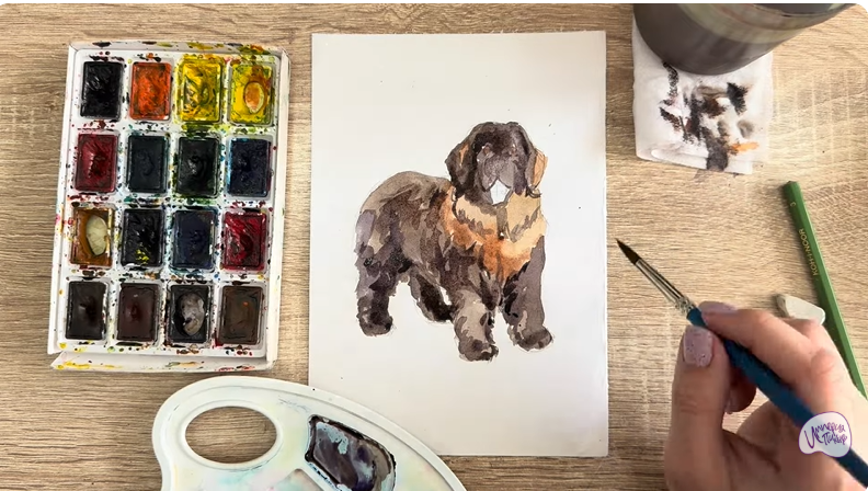 Рисуем Собака породы Ньюфаундленд