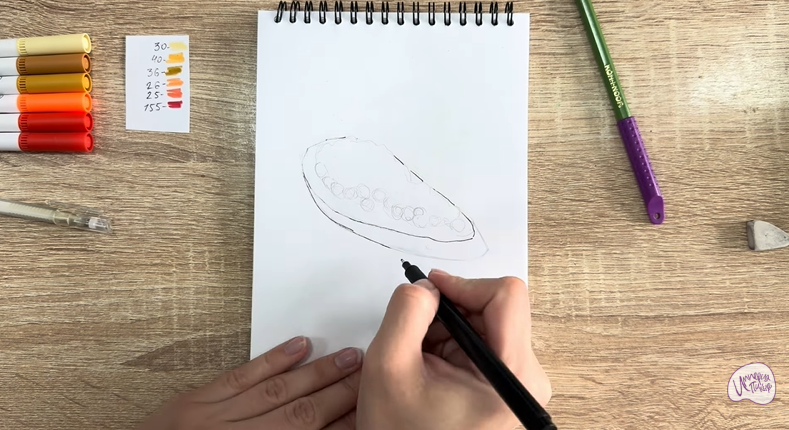 Рисуем Бутерброд с красной икрой