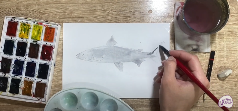 Рисуем Байкальский омуль