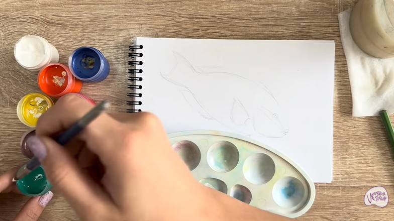 Рисуем Рыба-попугай