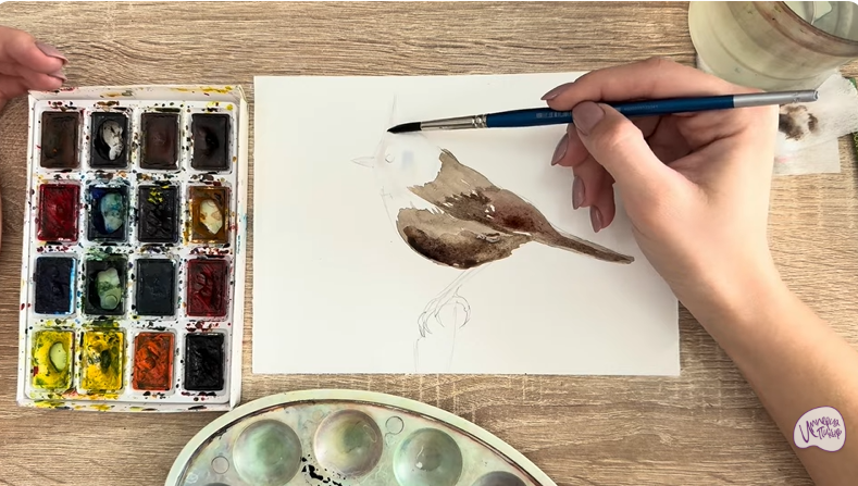 Рисуем Хохлатая синица