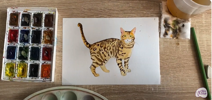 Рисуем Бенгальская кошка