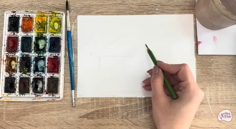 Рисуем Зимняя баня