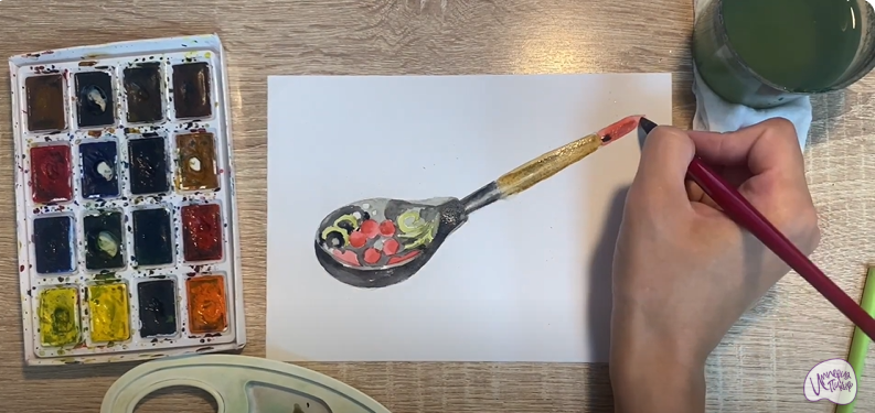 Рисуем Деревянная ложка