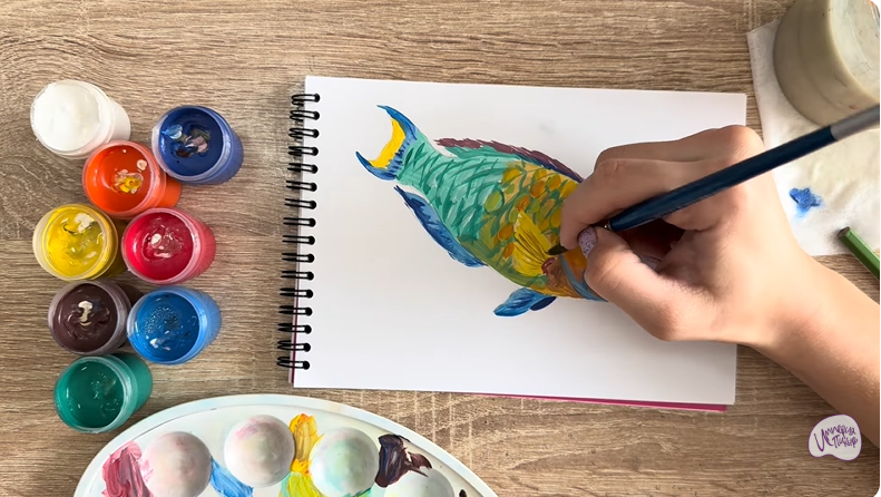 Рисуем Рыба-попугай