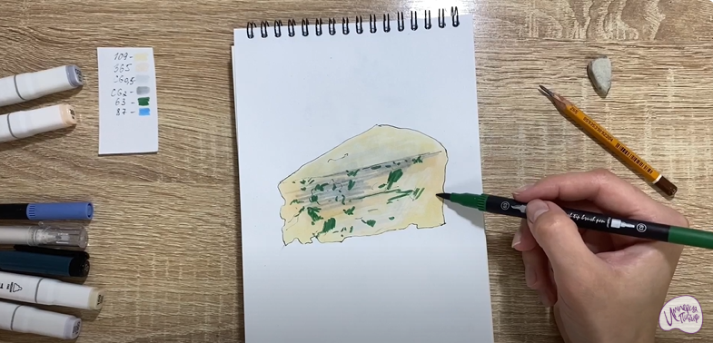 Рисуем Сыр с плесенью
