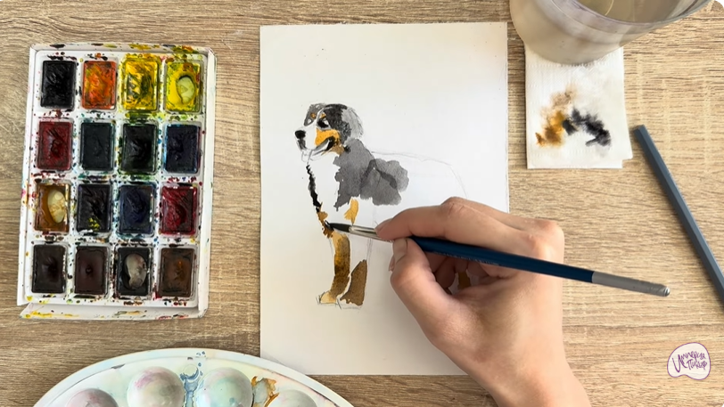 Рисуем Собака породы Бернский зенненхунд