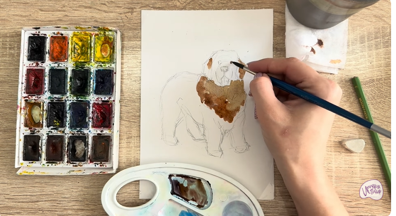 Рисуем Собака породы Ньюфаундленд