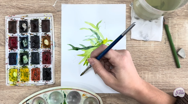 Рисуем Платицериум в горшке