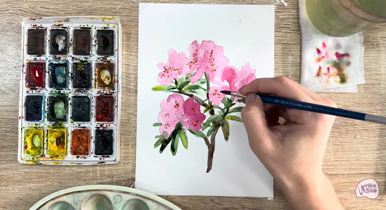 Рисуем Ветка рододендрона