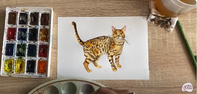 Рисуем Бенгальская кошка
