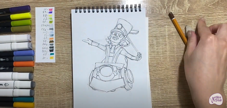 Рисуем Чак из Brawl Stars