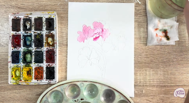 Рисуем Ветка рододендрона