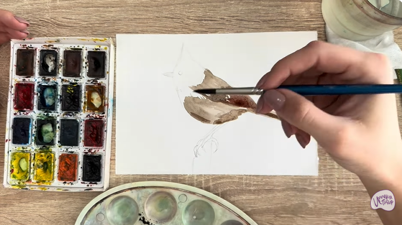 Рисуем Хохлатая синица