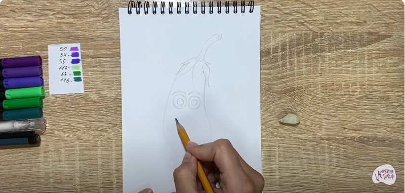 Рисуем Мультяшный баклажан