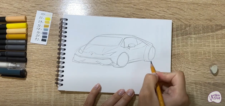 Рисуем Машина марки "Lamborghini"