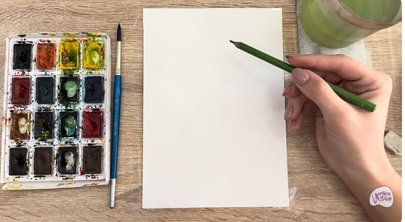 Рисуем Ветка караганы