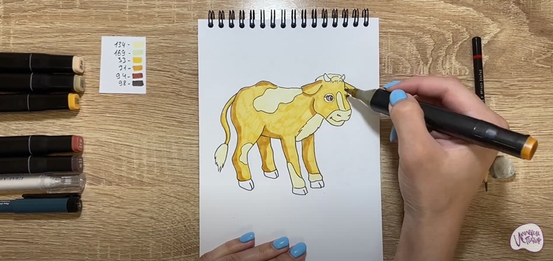 Рисуем Мультяшный телёнок