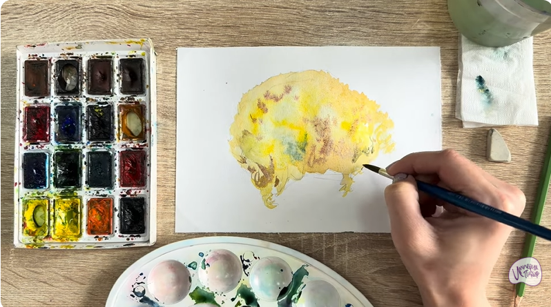 Рисуем Рамария жёлтая