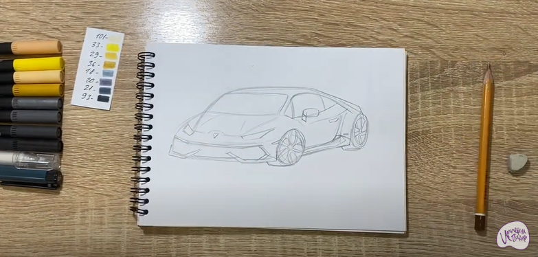 Рисуем Машина марки "Lamborghini"