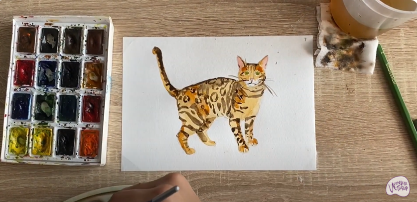 Рисуем Бенгальская кошка