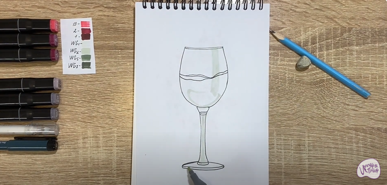 Рисуем Бокал вина