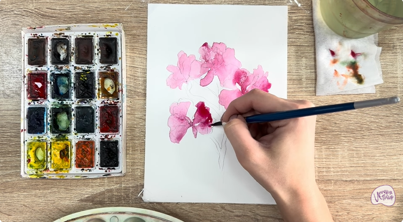 Рисуем Ветка рододендрона