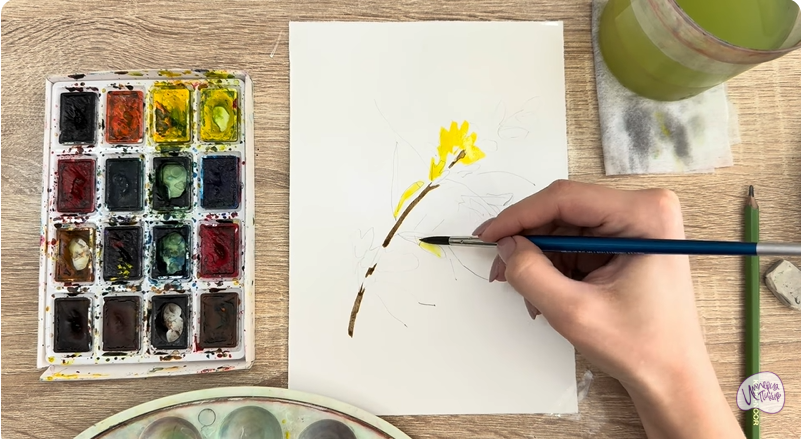 Рисуем Ветка караганы