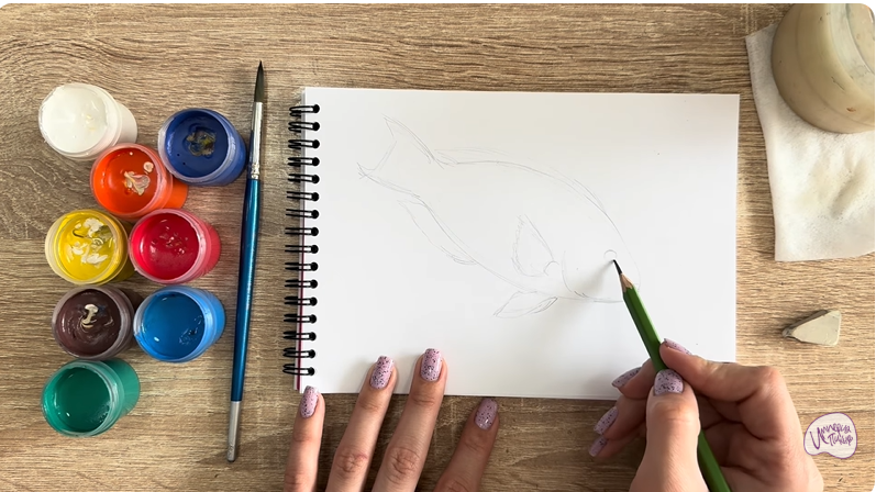 Рисуем Рыба-попугай