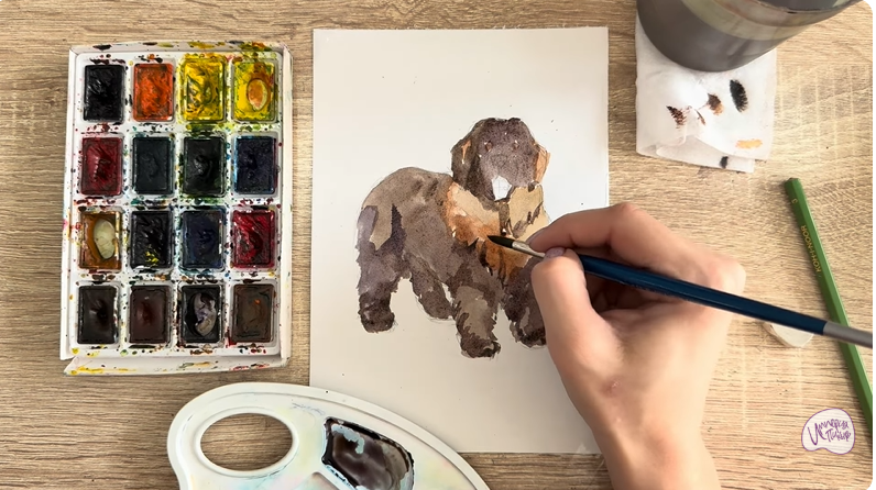 Рисуем Собака породы Ньюфаундленд