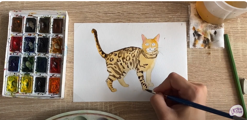 Рисуем Бенгальская кошка