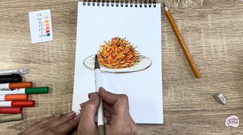 Рисуем Морковь по-корейски