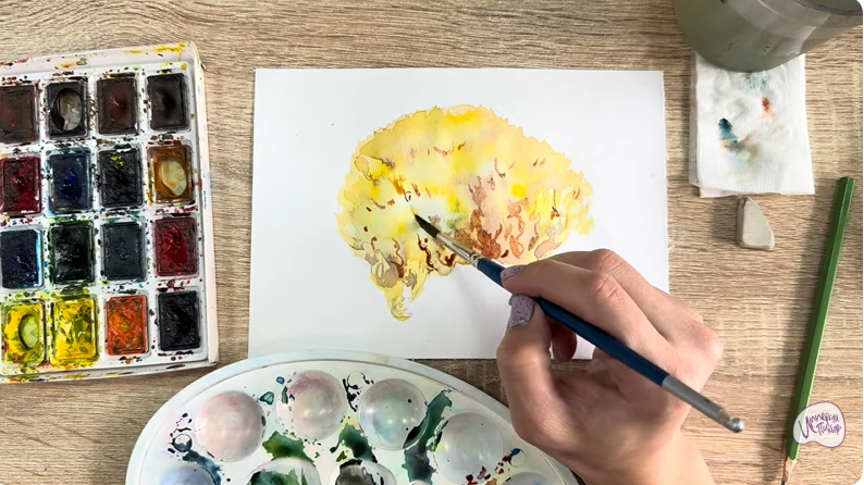 Рисуем Рамария жёлтая