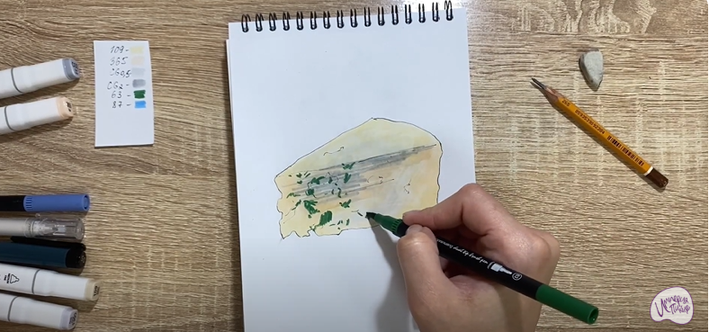 Рисуем Сыр с плесенью