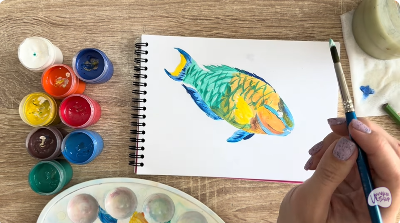 Рисуем Рыба-попугай