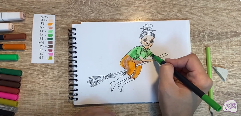 Рисуем Баба Яга из "Царевны"