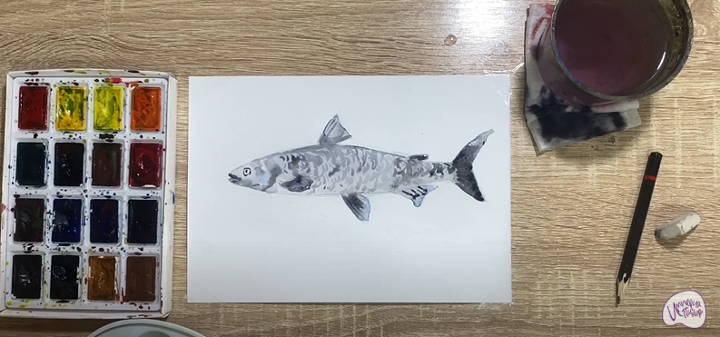Рисуем Байкальский омуль