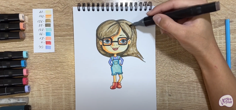 Рисуем Девочка в очках