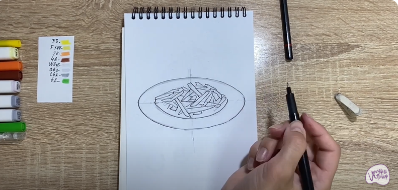Рисуем Жаренная картошка