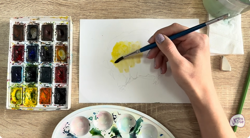 Рисуем Рамария жёлтая