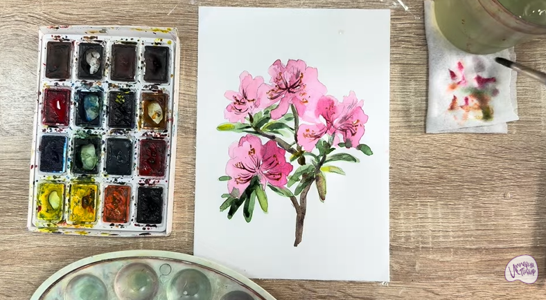 Рисуем Ветка рододендрона