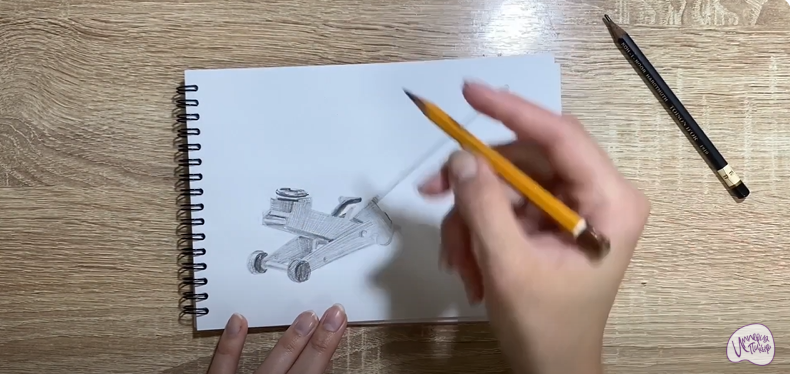 Рисуем Подкатной домкрат